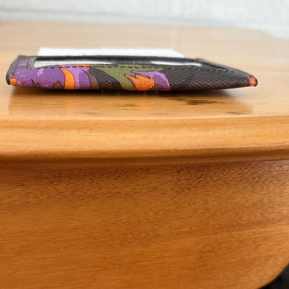 Coach Slim ID Card Case in Signature Canvas with Rose Print Brown Iris Multi NWT - Picture 4 of 12